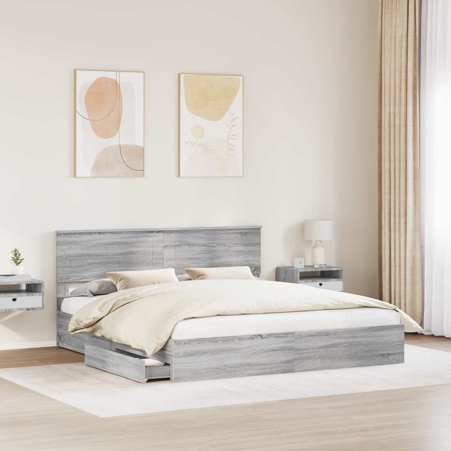 vidaXL Aufbewahrungsbett Graues Sonoma 180 x 200 cm Holzwerkstoff