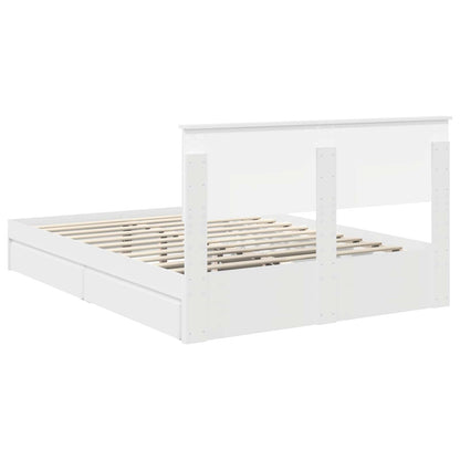 vidaXL Lit de rangement avec tête de lit Blanc 150 x 200 cm Bois d'ingénierie