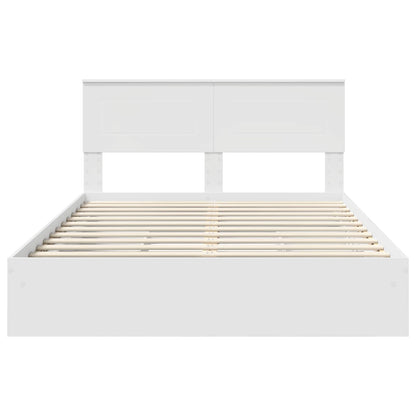 vidaXL Lit de rangement avec tête de lit Blanc 150 x 200 cm Bois d'ingénierie