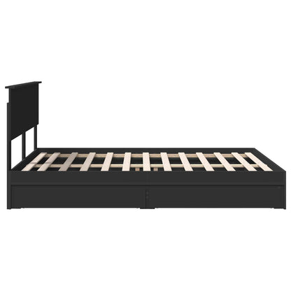 vidaXL Aufbewahrungsbett Schwarz 150 x 200 cm Holzwerkstoff