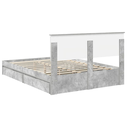 vidaXL Aufbewahrungsbett Beton Grau 150 x 200 cm Holzwerkstoff