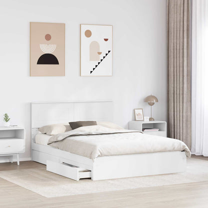 vidaXL Lit de rangement avec tête de lit Blanc 140 x 190 cm Bois d'ingénierie
