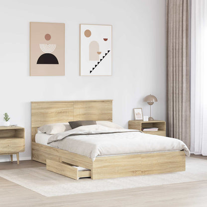 vidaXL Aufbewahrungsbett Sonoma-Eiche 140 x 200 cm Holzwerkstoff