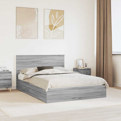 vidaXL Lit de rangement gris Sonoma 140 x 200 cm en bois d'ingénierie