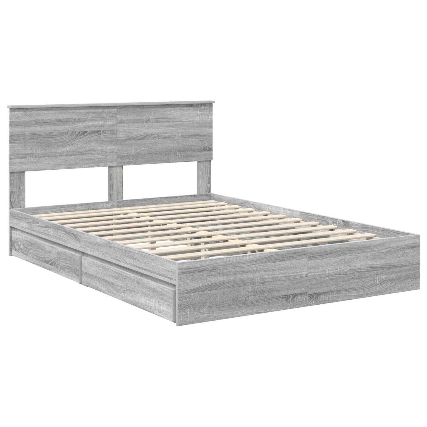vidaXL Lit de rangement gris Sonoma 140 x 200 cm en bois d'ingénierie