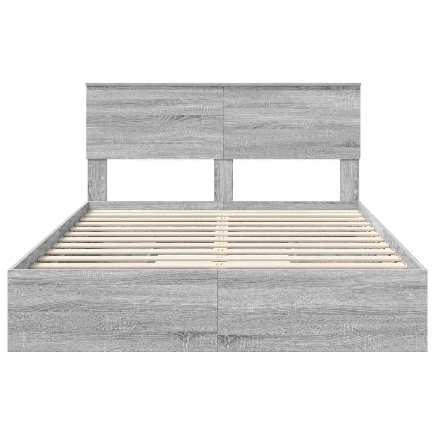 vidaXL Lit de rangement gris Sonoma 140 x 200 cm en bois d'ingénierie