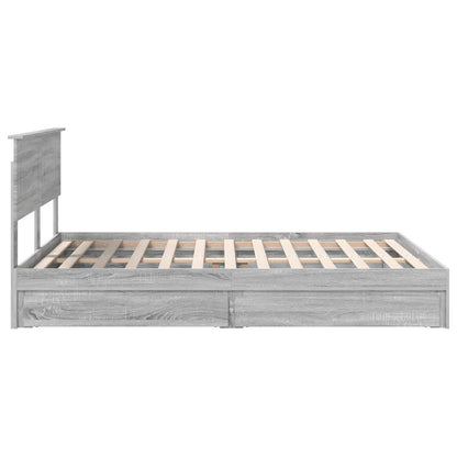 vidaXL Lit de rangement gris Sonoma 140 x 200 cm en bois d'ingénierie