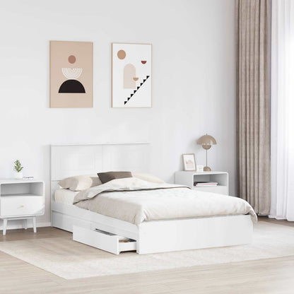 vidaXL Aufbewahrungsbett mit Kopfteil Weiß 135 x 190 cm Holzwerkstoff
