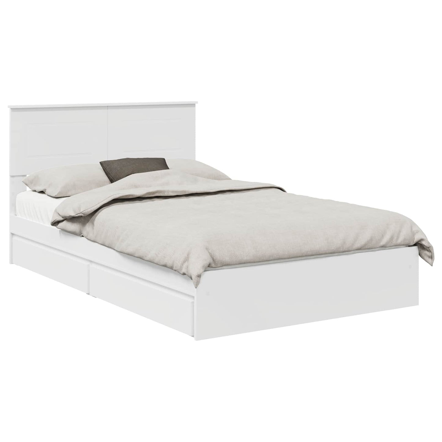 vidaXL Aufbewahrungsbett mit Kopfteil Weiß 135 x 190 cm Holzwerkstoff