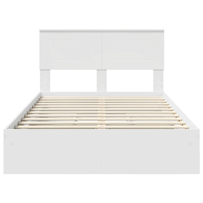 vidaXL Aufbewahrungsbett mit Kopfteil Weiß 135 x 190 cm Holzwerkstoff
