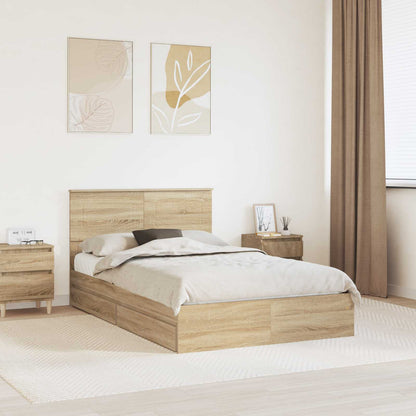 vidaXL Aufbewahrungsbett Sonoma-Eiche 135 x 190 cm Holzwerkstoff