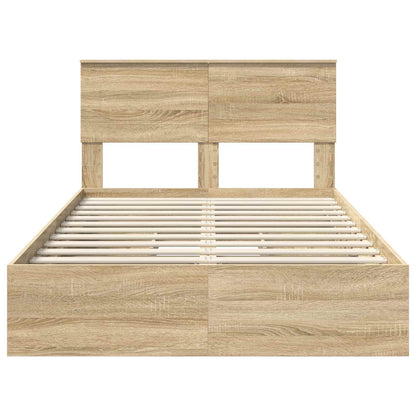 vidaXL Aufbewahrungsbett Sonoma-Eiche 135 x 190 cm Holzwerkstoff