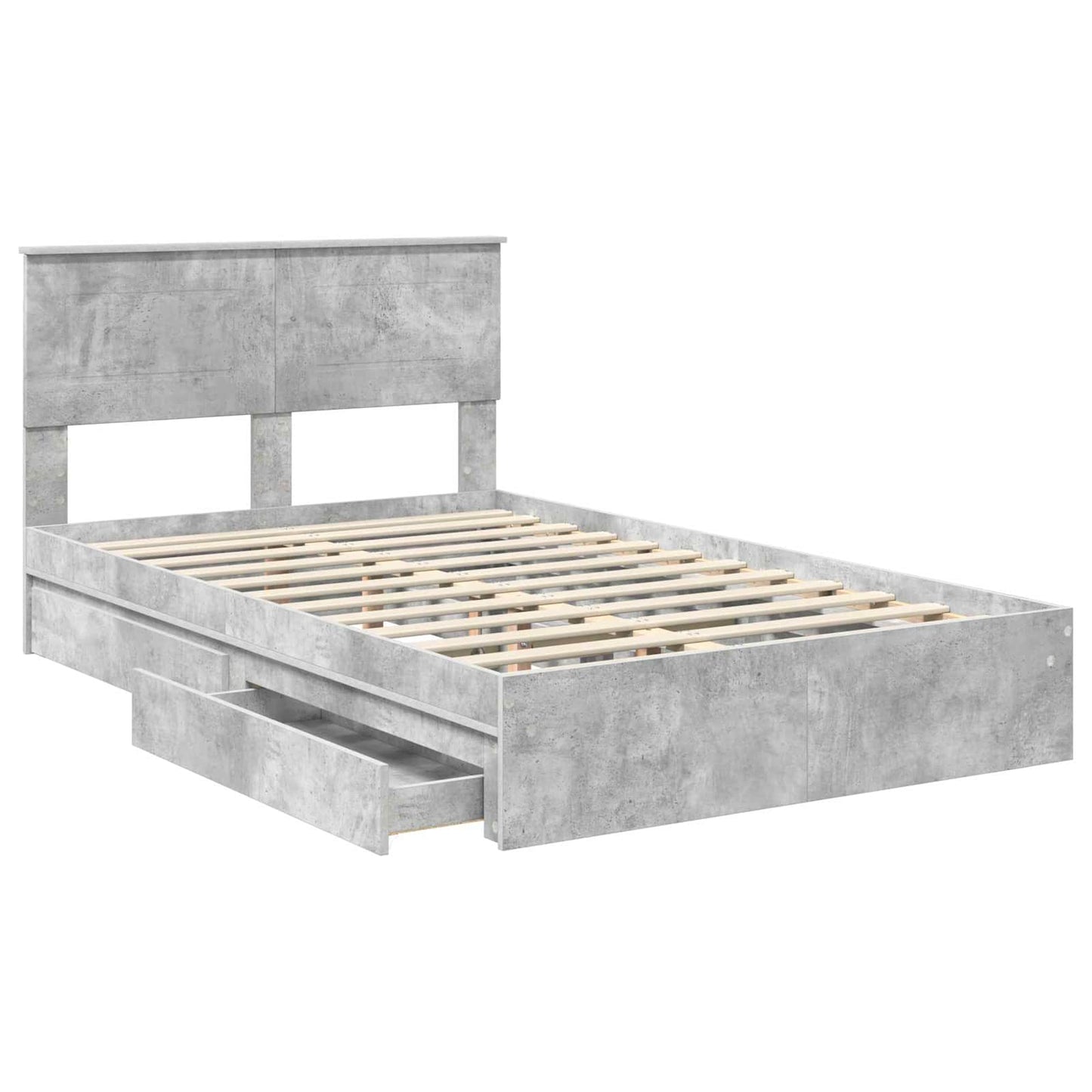 vidaXL Aufbewahrungsbett Beton Grau 135 x 190 cm Holzwerkstoff