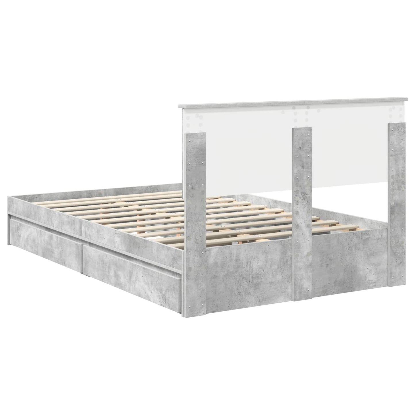 vidaXL Aufbewahrungsbett Beton Grau 135 x 190 cm Holzwerkstoff