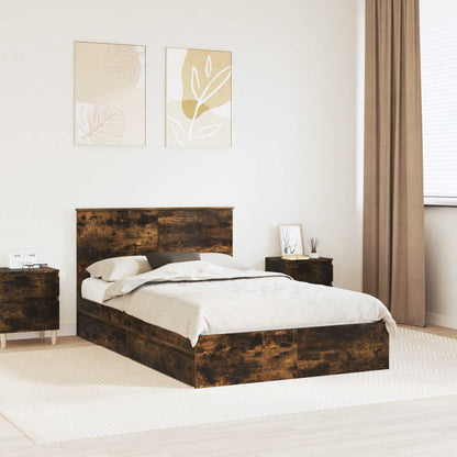 vidaXL Aufbewahrungsbett Geräucherte Eiche 135 x 190 cm Holzwerkstoff