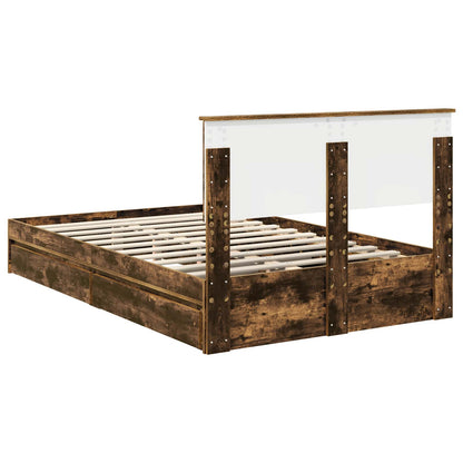 vidaXL Aufbewahrungsbett Geräucherte Eiche 135 x 190 cm Holzwerkstoff