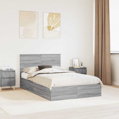 vidaXL Aufbewahrungsbett Graues Sonoma 135 x 190 cm Holzwerkstoff