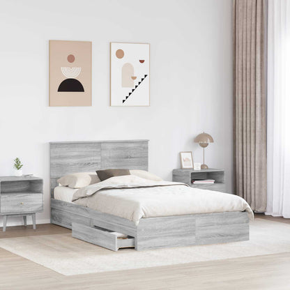 vidaXL Aufbewahrungsbett Graues Sonoma 135 x 190 cm Holzwerkstoff