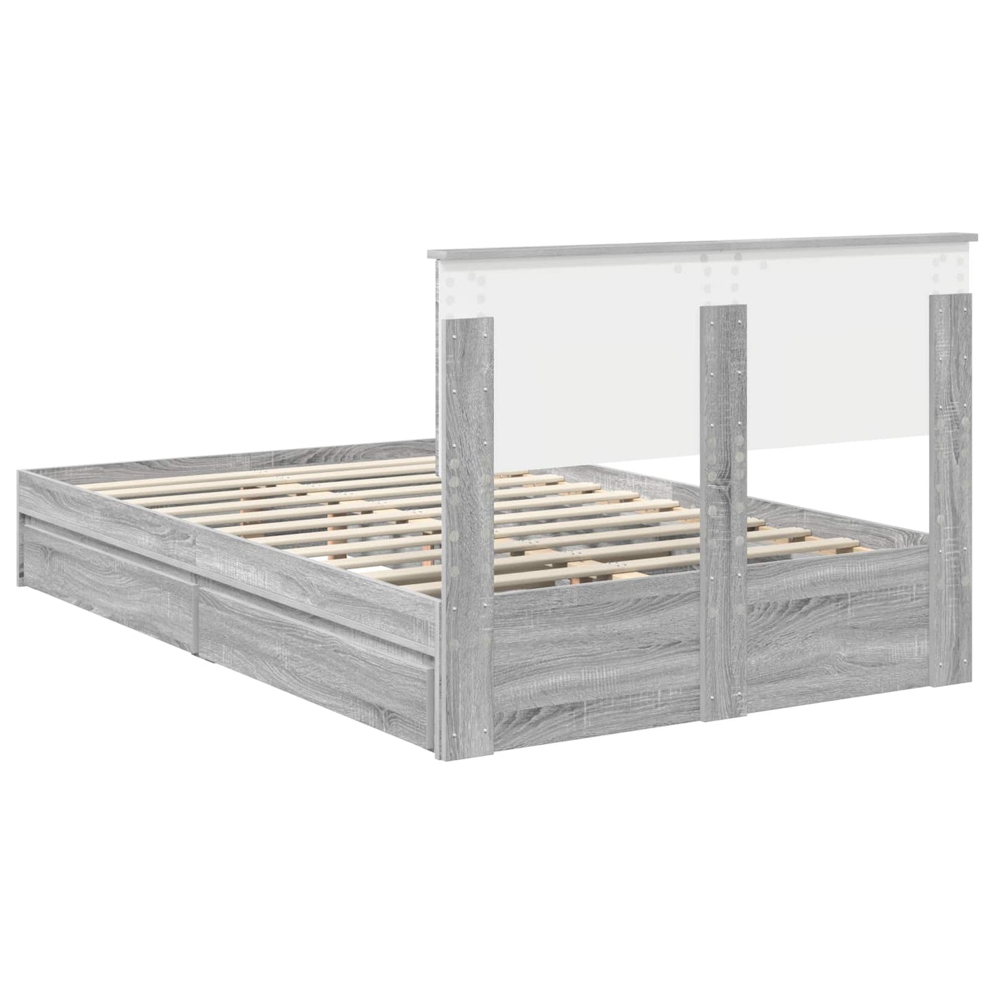 vidaXL Aufbewahrungsbett Graues Sonoma 135 x 190 cm Holzwerkstoff