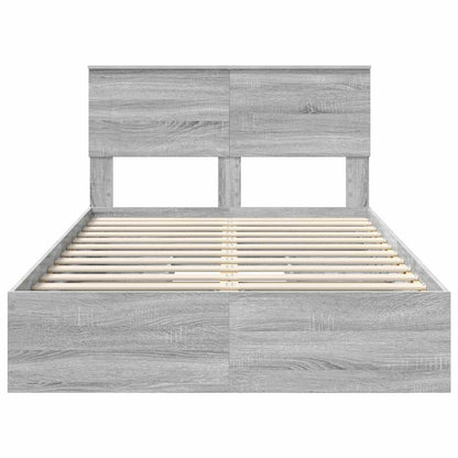 vidaXL Aufbewahrungsbett Graues Sonoma 135 x 190 cm Holzwerkstoff