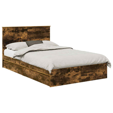 vidaXL Lit de rangement Chêne fumé 120 x 200 cm Bois d'ingénierie