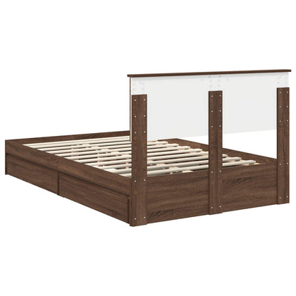 vidaXL Aufbewahrungsbett Braun Eichen-Optik 120 x 200 cm Holzwerkstoff