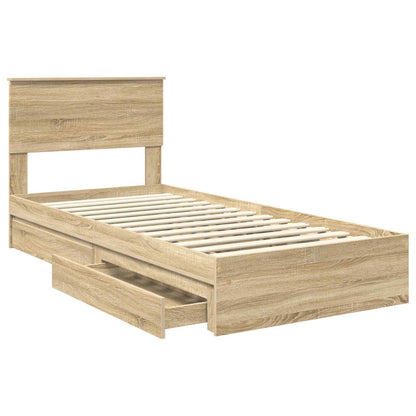 vidaXL Lit de rangement chêne Sonoma 100 x 200 cm bois d'ingénierie