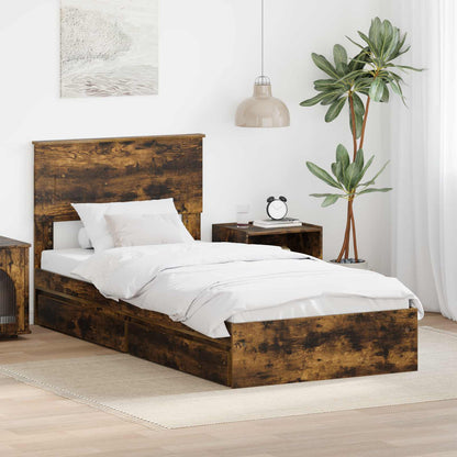 vidaXL Aufbewahrungsbett Geräucherte Eiche 100 x 200 cm Holzwerkstoff