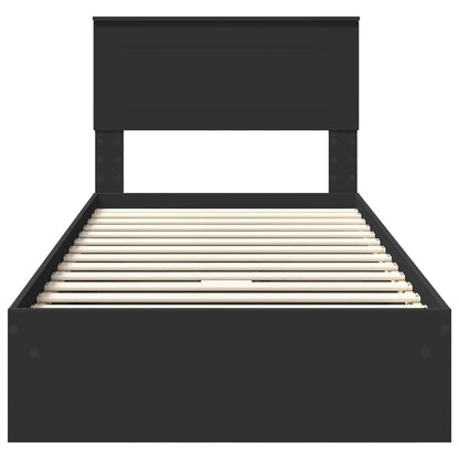 Aufbewahrungsbett Schwarz 90 x 190 cm Holzwerkstoff