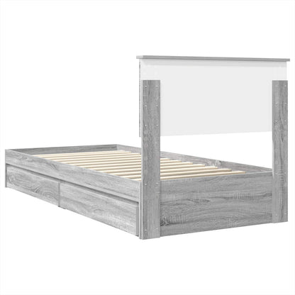 vidaXL Lit de rangement gris Sonoma 90 x 190 cm en bois d'ingénierie
