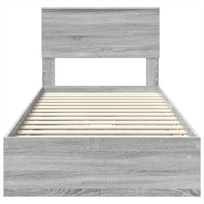 vidaXL Lit de rangement gris Sonoma 90 x 190 cm en bois d'ingénierie