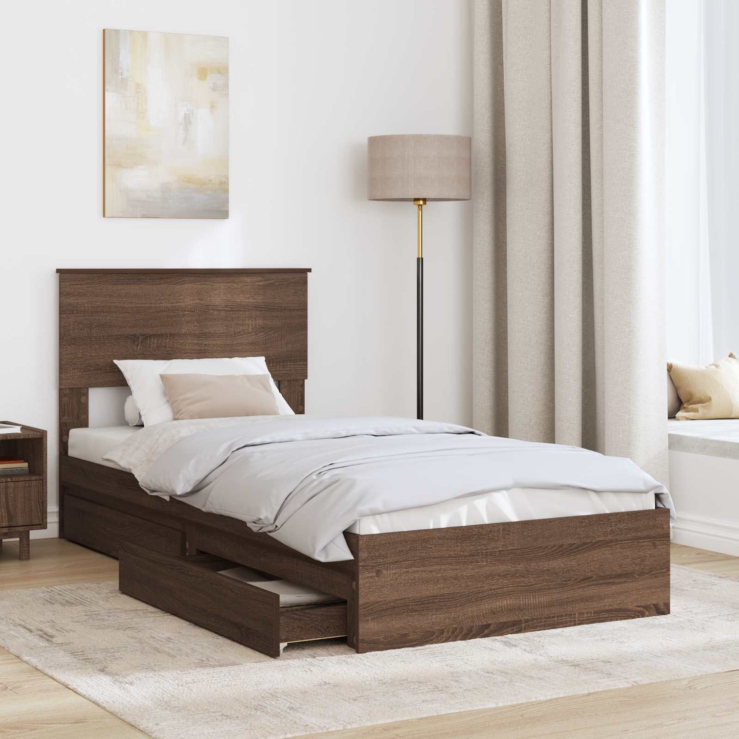 vidaXL Lit de rangement Chêne marron 90 x 190 cm Bois d'ingénierie