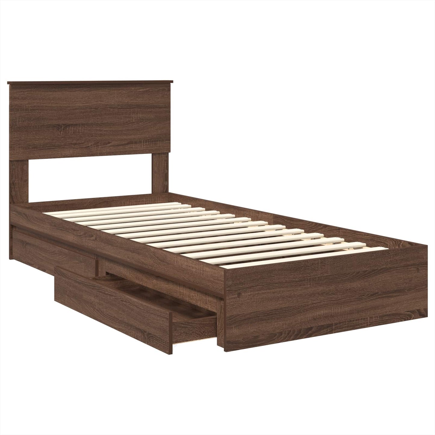 vidaXL Lit de rangement Chêne marron 90 x 190 cm Bois d'ingénierie
