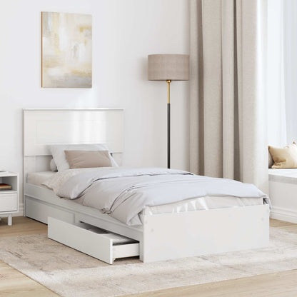 vidaXL Lit de rangement avec tête de lit Blanc 90 x 200 cm Bois d'ingénierie