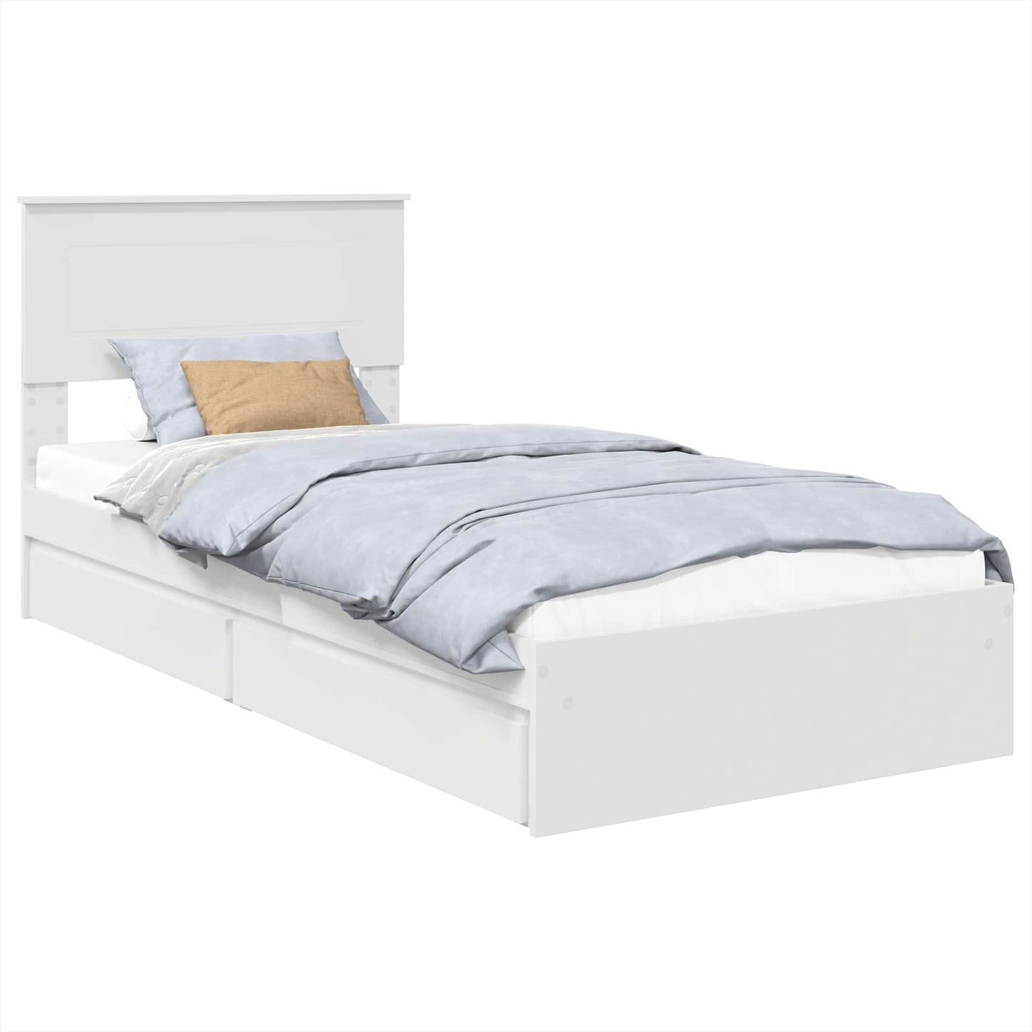 vidaXL Lit de rangement avec tête de lit Blanc 90 x 200 cm Bois d'ingénierie