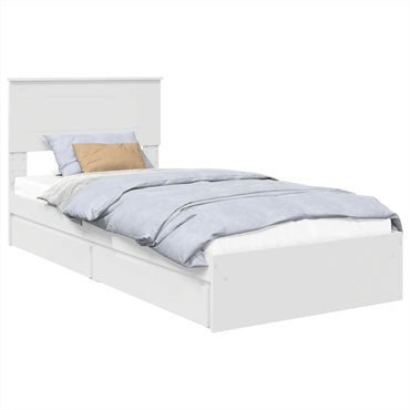 vidaXL Lit de rangement avec tête de lit Blanc 90 x 200 cm Bois d'ingénierie