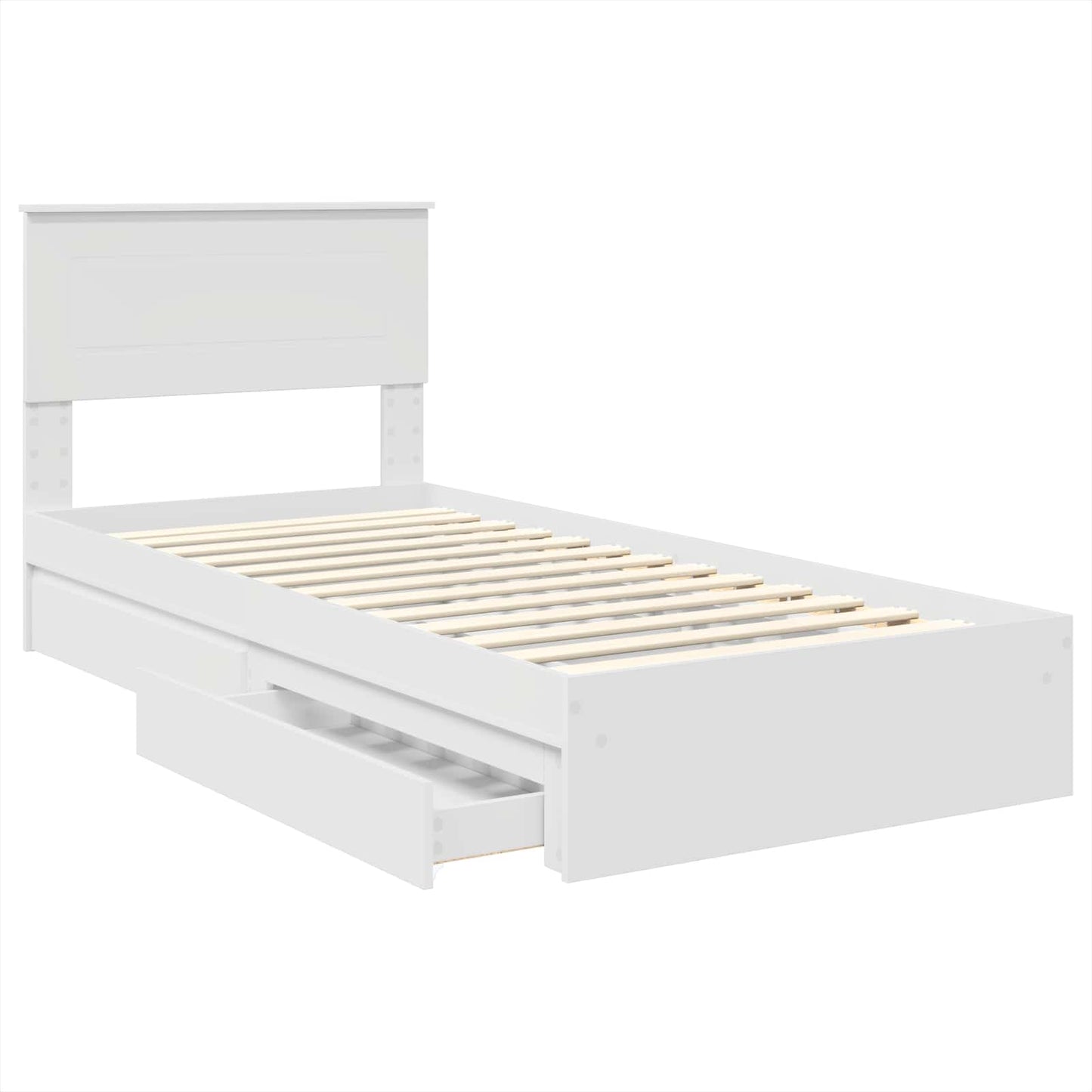 vidaXL Lit de rangement avec tête de lit Blanc 90 x 200 cm Bois d'ingénierie