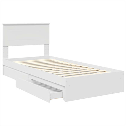 vidaXL Lit de rangement avec tête de lit Blanc 90 x 200 cm Bois d'ingénierie