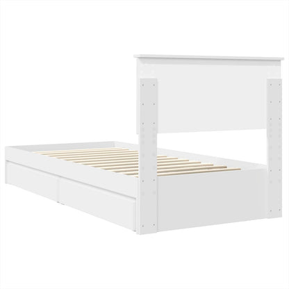 vidaXL Lit de rangement avec tête de lit Blanc 90 x 200 cm Bois d'ingénierie
