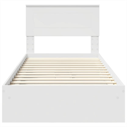 vidaXL Lit de rangement avec tête de lit Blanc 90 x 200 cm Bois d'ingénierie