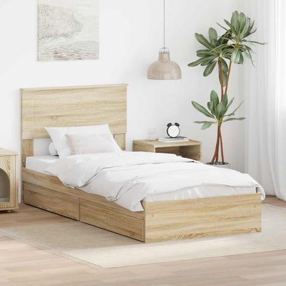 vidaXL Lit de rangement chêne Sonoma 90 x 200 cm Aggloméré