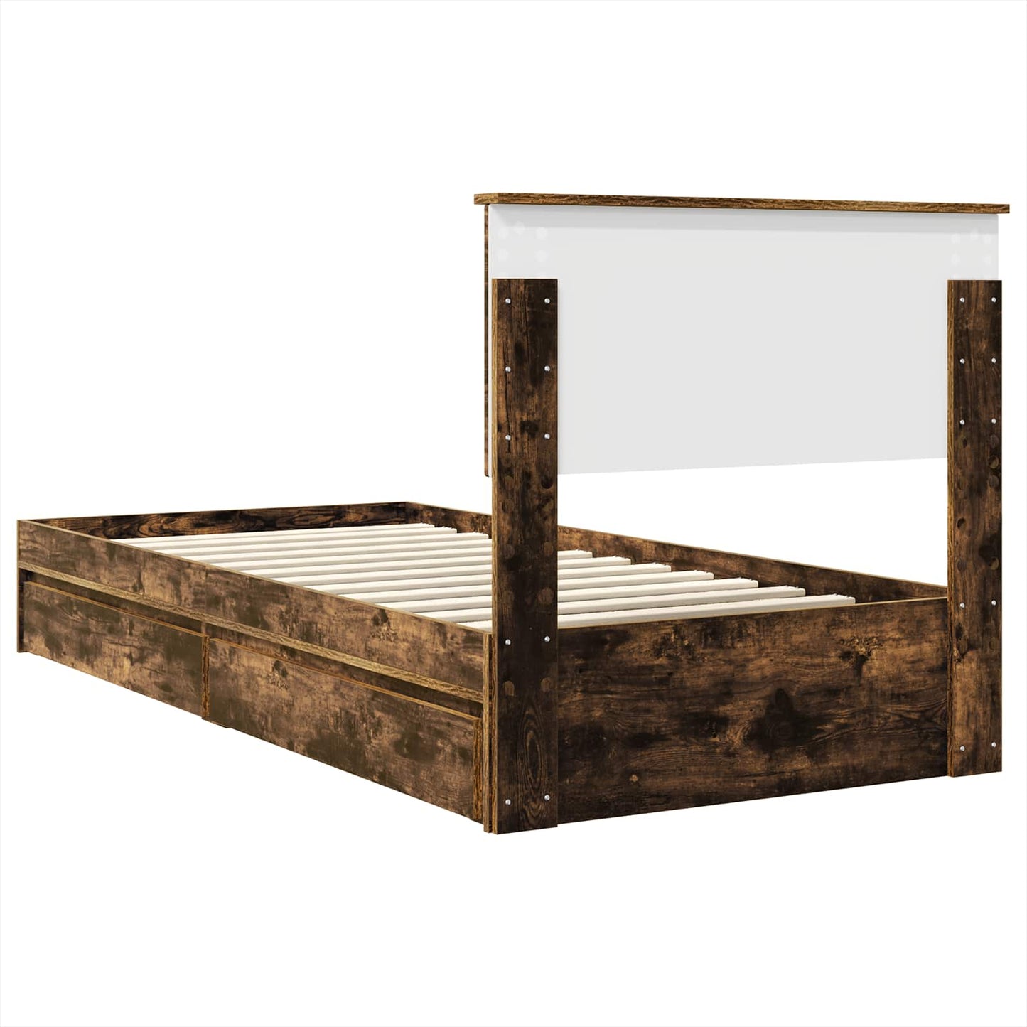 vidaXL Lit de rangement Chêne fumé 90 x 200 cm Bois d'ingénierie