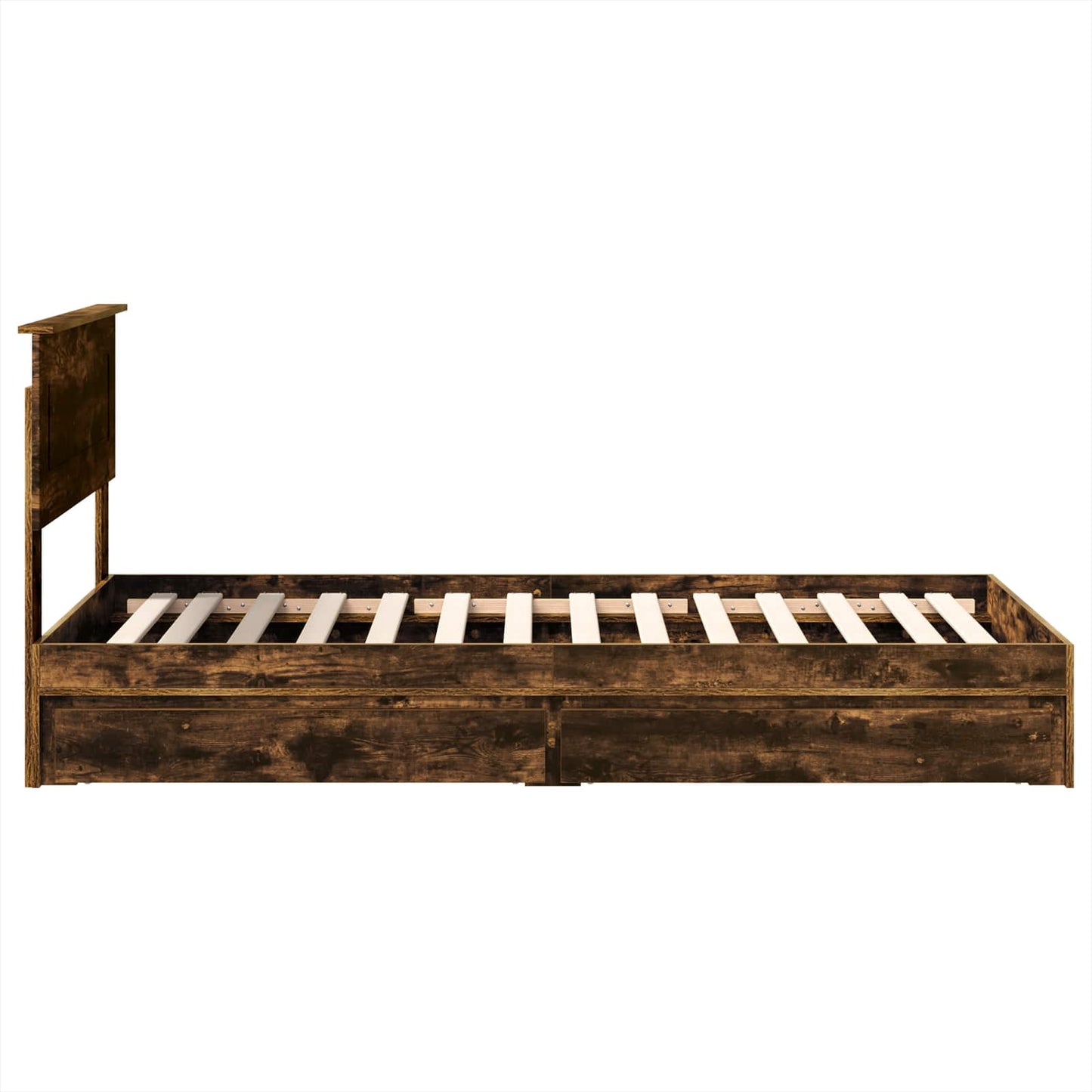 vidaXL Lit de rangement Chêne fumé 90 x 200 cm Bois d'ingénierie