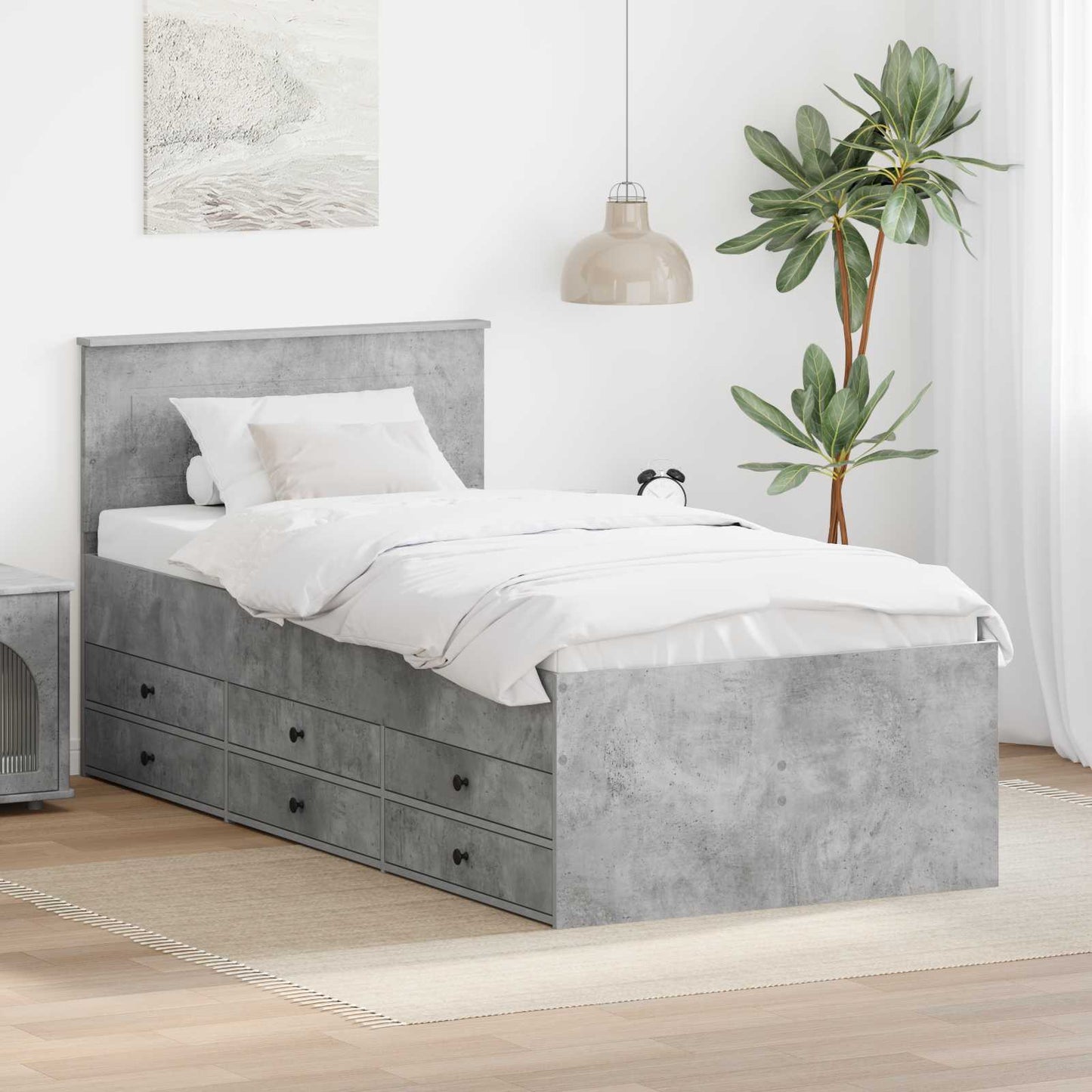 vidaXL Tagesbett Beton Grau und Schwarz 100 x 200 cm Holzwerkstoff