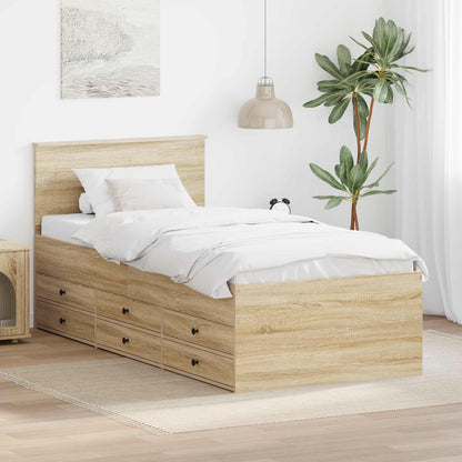 vidaXL Tagesbett Sonoma Eiche und Schwarz 90 x 190 cm Holzwerkstoff