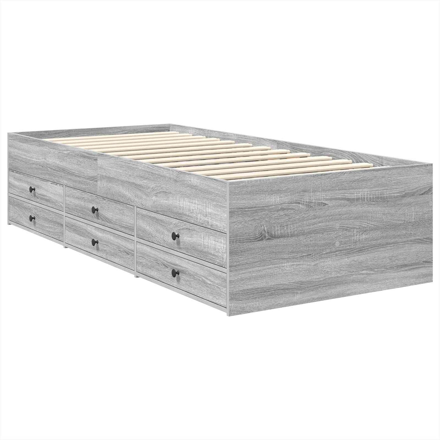 vidaXL Tagesbett Grau Sonoma und Schwarz 90 x 190 cm Holzwerkstoff