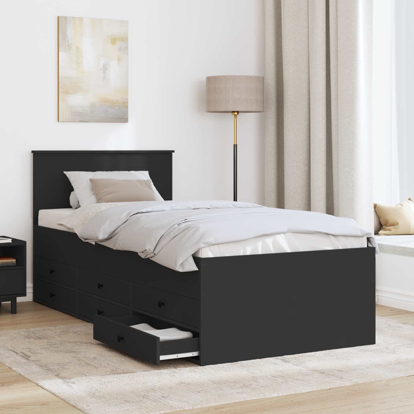 vidaXL Tagesbett mit Schubladen Schwarz 90 x 200 cm Holzwerkstoff