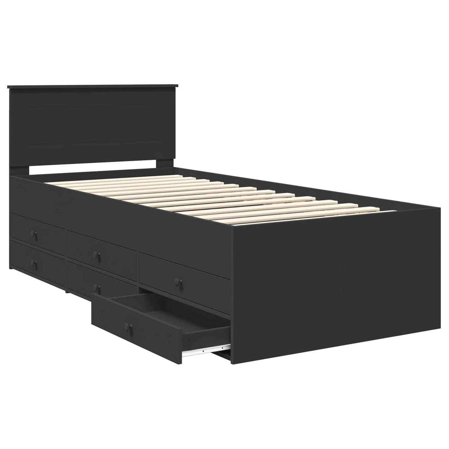 vidaXL Tagesbett mit Schubladen Schwarz 90 x 200 cm Holzwerkstoff
