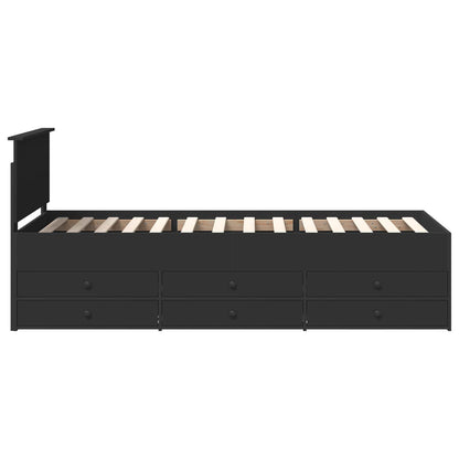 vidaXL Tagesbett mit Schubladen Schwarz 90 x 200 cm Holzwerkstoff