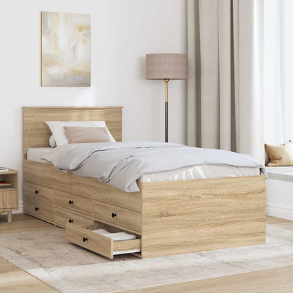 vidaXL Tagesbett Sonoma Eiche und Schwarz 90 x 200 cm Holzwerkstoff
